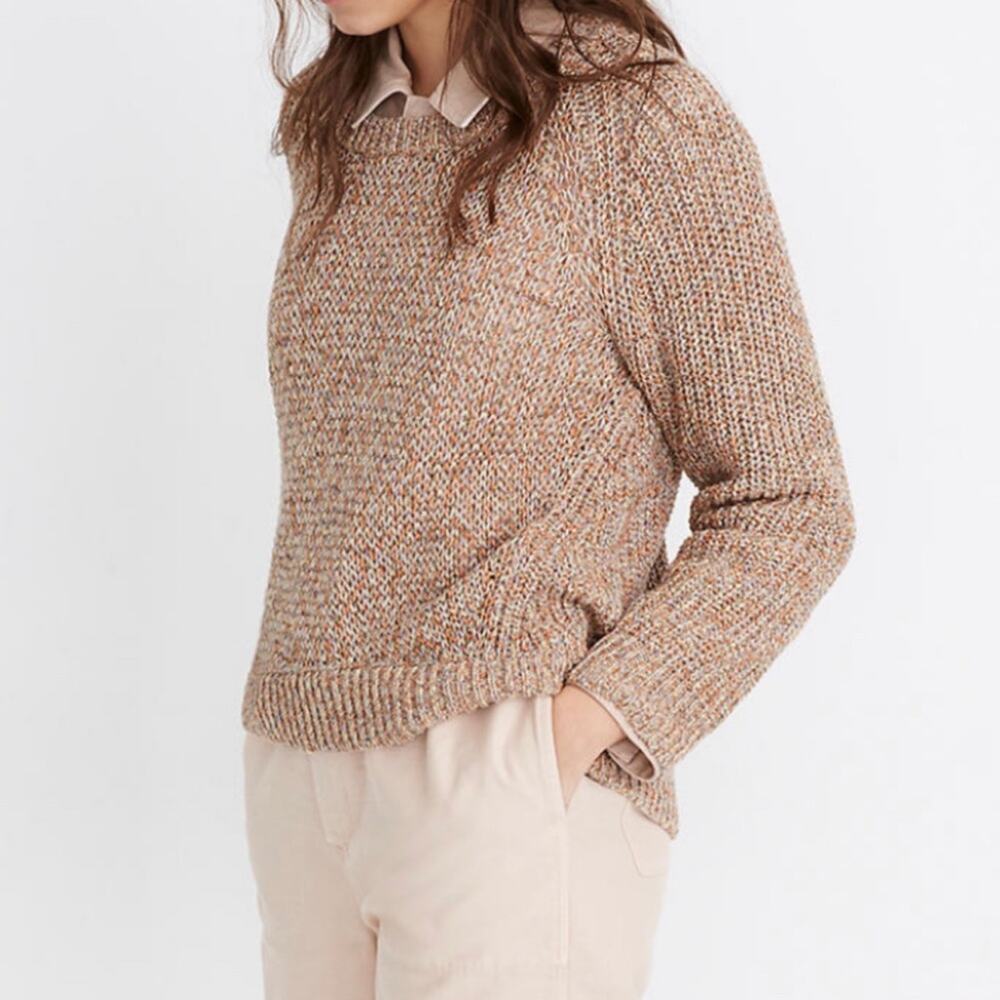 Madewell Beverly Pullover Sweater Pink Mauve Marled Knit Crewneck Sweater Small